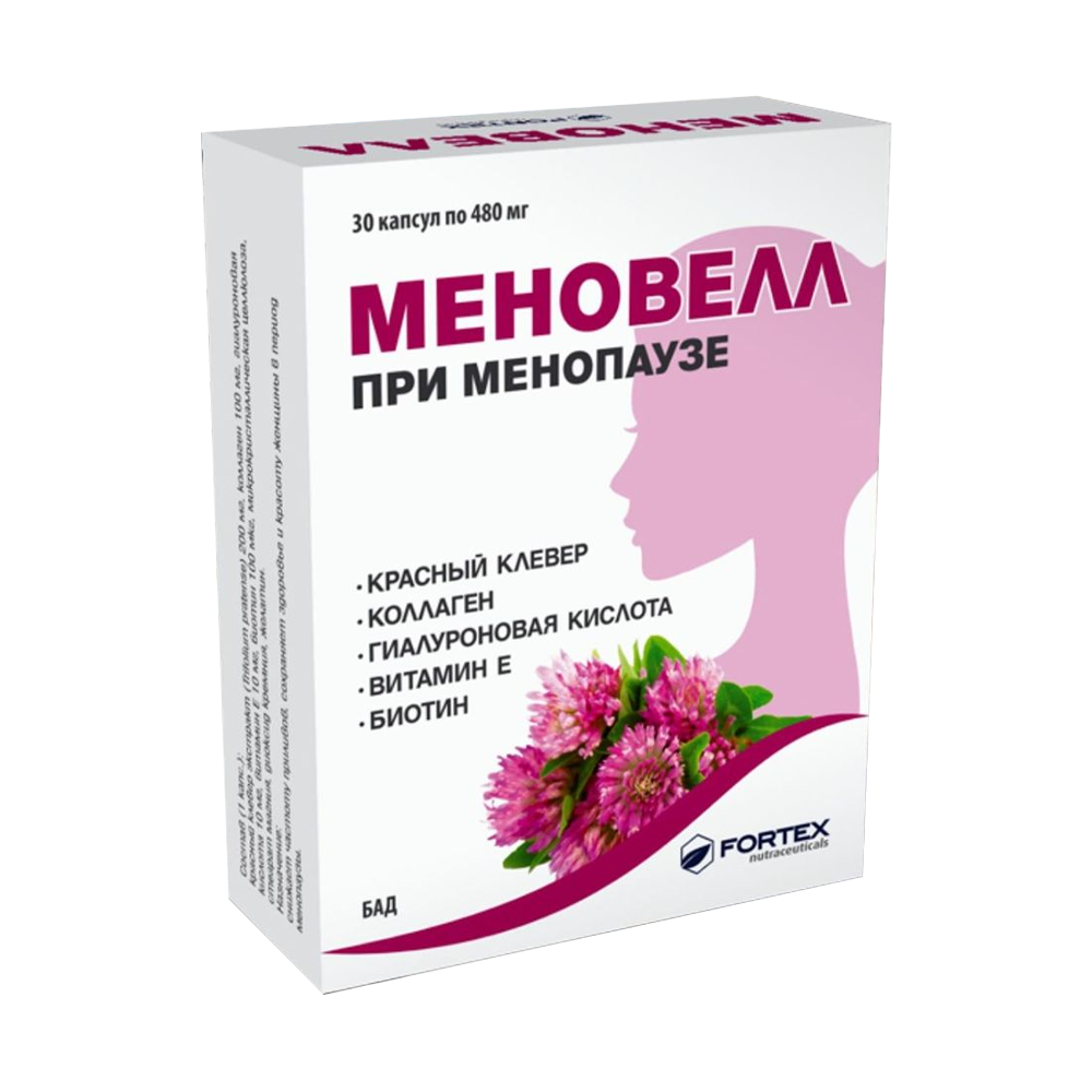 Menovell für Wechseljahre Rot Klee + Kollagen + Hyaluron, 30 Kapseln
